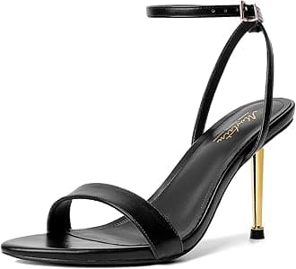 Mostrin Heels for Women Strappy Lace Up Ankle Strap Heels Pointed Open Toe Stiletto High Heeled Sandals for Prom, Party, Daily