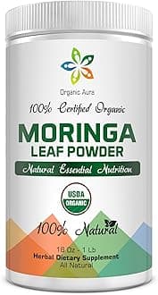 Certified Organic Moringa Leaf Powder-1Lb. USDA Certified Organic. 100% Pure and Original. Naturally boosts Energy, Metabolism & Immunity. Raw Green Whole Superfood. No GMO, Gluten Free