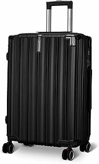 Nova Trolley Bag Check-in Medium | 65 cms, 8 Spinner Wheels | Hardside,Premium Material |TSA Lock, Medium Size Trolley Bags for Luggage| Travel Bag |(Black, Check-in Medium)