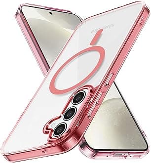 Lunivop for Samsung Galaxy S24 FE 5G Case Hard [Compatible with Magsafe ] Yellowing Resistant Magnetic Cover Clear para S 24 FE 6.7 inch 2024 Rugged Best Phone Cases Pink