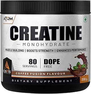 Asitis NutritionAtom Creatine Monohydrate Powder 250G-80 Servings|Dope Free|Enhances Performance|Promotes Muscle Gains|Coffee Fusion Flavour