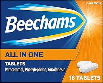All in One Tablets, Cold & Flu Relief Medicine for adults, with Paracetamol, 16s
