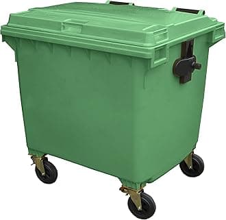 Green 1100 ltr 4 Wheel Wheelie Bin - Large Size 4-Wheel Wheelie Bin - Tough & Durable - For All Your Outdoor Rubbish & Recycling - EN840 Certified & Tested