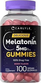Melatonin 5mg Gummies | 100 Count | Berry Flavor | 100% Drug Free | Non-GMO, Gluten Free Supplement