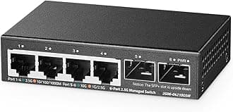 Binardat 4 Port 2.5G Web Managed Switch with 2x10G SFP+ Slot, Ultra-Mini Size, Support Trunk/LACP/VLAN/QOS, Metal Multi-Gigabit Desktop/Wallmount Network Switch
