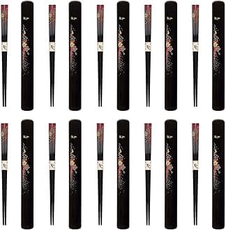 JapanBargainTravel Chopsticks with Case Reusable Chinese Korean Japanese Bamboo Portable Chop Sticks Utensil Dishwasher Safe Made in Japan (10, Red-Yuzen)