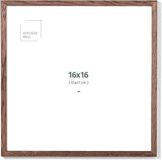 Opposite Wall - 16x16 in - Dark Solid Oak Wood Picture Frame - Lightweight, Versatile & Shatterproof - Wall Hanging Poster or Photo Frame - Wall Decor for Office, Gallery & Home