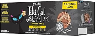 Cat After Dark, Variety Pack, High-Protein and 100% Non-GMO Ingredients, Wet Cat Food for Adult Cats, 5.5 oz. Cans (Pack of 8)