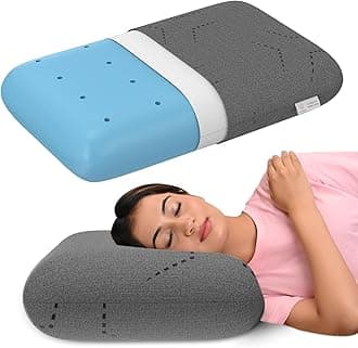 MY ARMOR Ventilated Cool Gel Memory Foam Pillow, Orthopedic Pillows for Neck Pain Relief, King Extra-Thick - 5.5 Inch Height with Grey Colour Washable Pillow Cover - Pack of 1