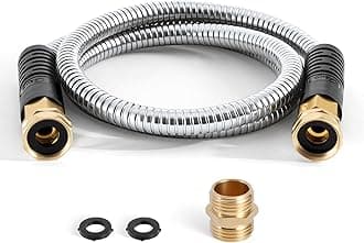 Cesun Short Garden Hose 3 ft with Female to Female Connector, Small Metal Leader Hose, Drinking Water Hose, Flexible, Lightweight Stainless Steel Water Pipe for RV, Outdoor, Yard, 3ft x 5/8"
