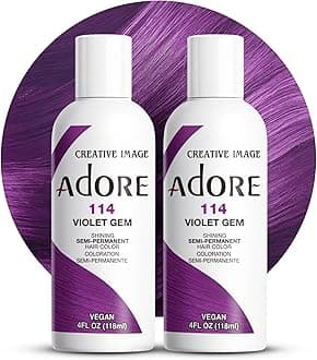 Adore Semi Permanent Hair Color (114 Violet Gem) (2 Pack) | Vegan & Cruelty-Free Purple Hair Dye | No Ammonia, No Peroxide, No Alcohol | 4 Fl Oz