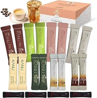 Maxim KANU Premium Korean Instant Coffee Sampler Latte & Americano Assortment Café Style Camping Party Easy-to-Mix Single Serve Packets 20 Variety Pack