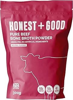 Beef Bone Broth Powder - 300 g | 1 Month Supply | Contains 8500mg Type I & III Collagen | Made with Grass Fed British Cattle | Promotes Hair Skin Nail & Gut Health | UK Made