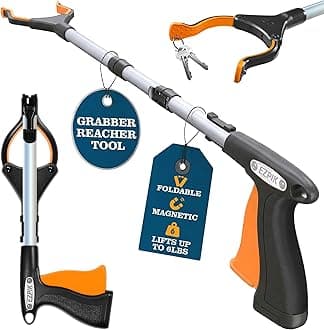 EZPIK Pro 36" Flexible Folding Grabber Tool for Elderly + Magnets, Reacher for Disabled & Seniors Heavy Duty Rotating Grippers for Reaching Underneath, Trash Grabbers & Pickers for Mobility