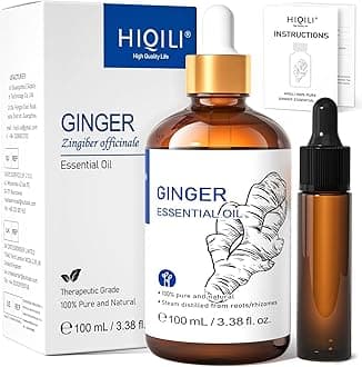HIQILI Pure Ginger Essential Oil for Lymphatic Drainage Massage, 100ml