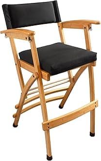 Hollywood Chairs Bamboo Wood Foldable Director's Chair, 32" Tall Folding Chair, Black