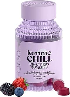 Chill Stress Relief Gummies with 300mg KSM-66 Ashwagandha, Lemon Balm, Passionflower & Goji to Support Relaxation, Healthy Cortisol & Sleep - Gluten-Free, Non-GMO, Mixed Berry (60 Count)