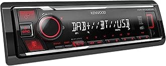 KMM-BT408DAB USB Car Radio with DAB+ and Bluetooth Hands-Free Kit (Sound Processor, USB, AUX, 1 x Pre-Out 2.5 V, 4 x 50 Watt, Button Lighting, Red, Includes DAB+ Antenna)
