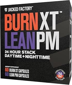 Jacked Factory Burn-XT + Lean-PM Kit – 24-Hour Body Composition & Metabolism Support Stack – Day & Night Formula – 60 Count, 2 Pack