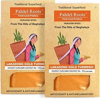 Pahari Roots Lakadong Gold Turmeric from Jaintia Hills Meghalaya 400G | High Curcumin (8 to 12%) Haldi | Lab Verified | High Curcumin | Free from Lead & Adulteration | Freshly Ground | Pure & Natural