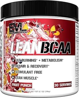 Evlution Nutrition LeanBCAA, BCAA’s, CLA and L-Carnitine, Stimulant-Free, Recover and Burn Fat, Sugar and Gluten Free, 30 Servings (Fruit Punch)