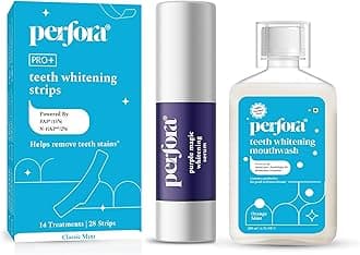 Teeth Whitening Combo | Teeth Whitening Mouthwash 200ml, Purple Magic Whitening Serum 30ml & Strips - 14 Treatment | Enamel-Safe & Sensitivity-Free Oral Care Formula For Tooth Stain Removal | Pack Of 3