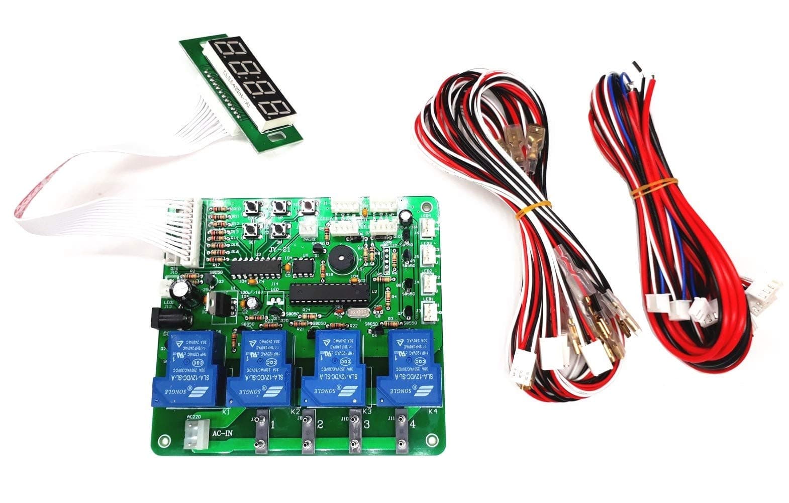 Switch Type Time Control Board - JY Electronic JY-21-V2 Switch Type 4 Digits 1-4 Devices Banknotes Coins Operated Timer Board Time Control PCB for Car Washing Machine