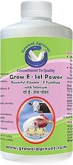 Growel Agrovet Grow E-Sel Power: Vitamin - E With Selenium And Biotin For Pou...