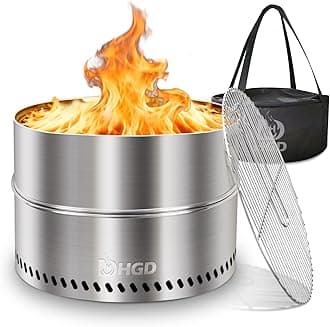 HGD 20 inch Smokeless Firepit Outdoor, Portable Smokeless Fire Pit for Camping with Travel Bag, Stainless Steel Wood Burning Stove for Backyard & Patio, Easy Setup & Compact Storage