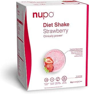 NUPO Diet Shake Strawberry – Premium diet shakes for weight management I Clinically proved meal replacement shake for weight control I 12 Servings I Very Low-Calorie Diet, GMO Free