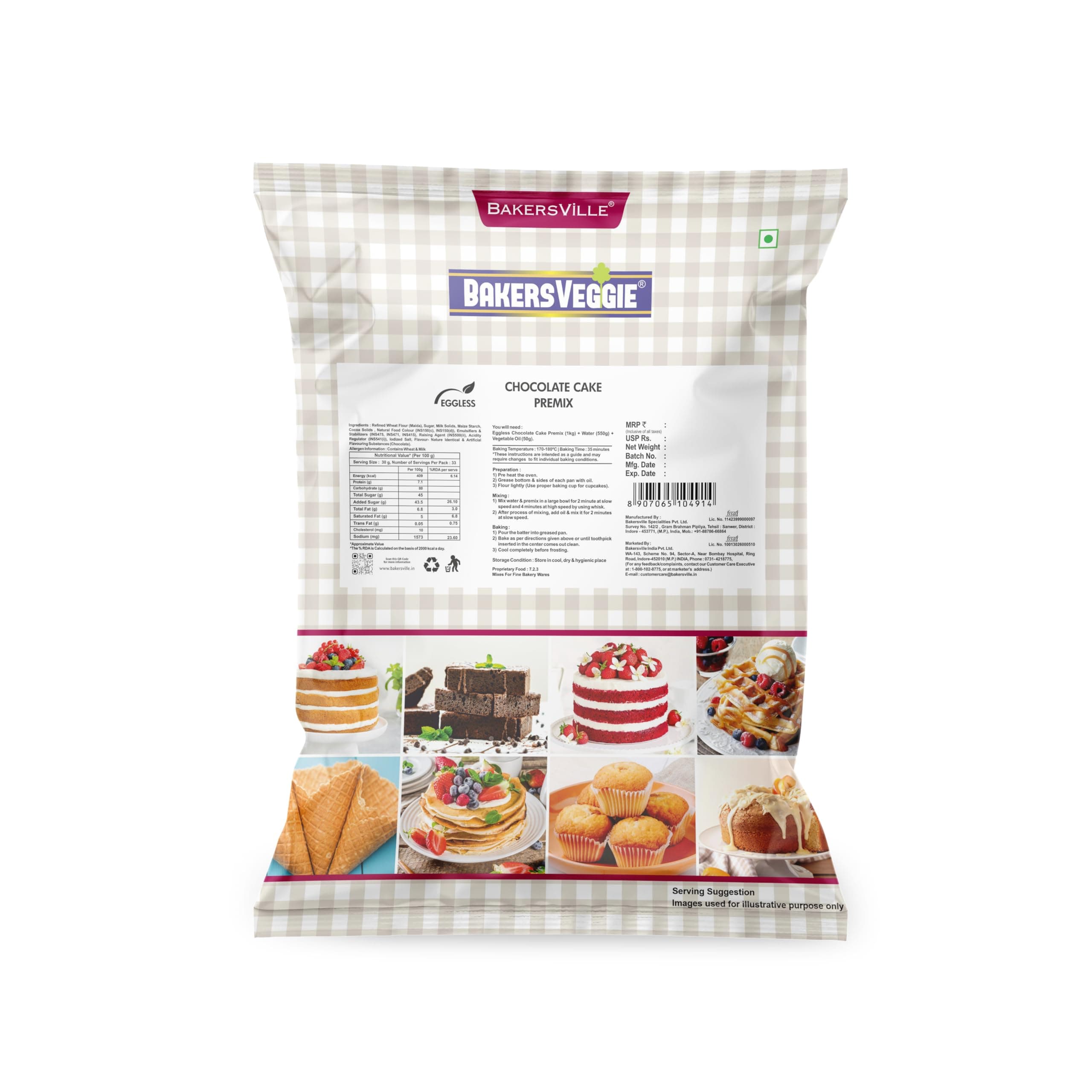 Eggless Cake Premix, 1 Kg (Chocolate Cake Premix)