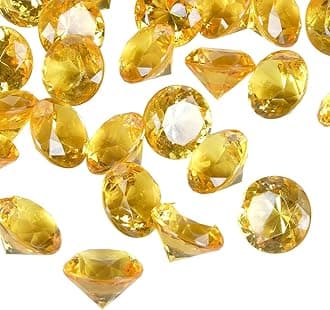 Babenest Acrylic Diamond Fake Gems Vase Filler, 240pcs 3/4 Inch Faux Diamonds Crystals Jewels for Table Scatters Wedding Party Event Arts & Crafts Birthday Decoration Favor (Gold)
