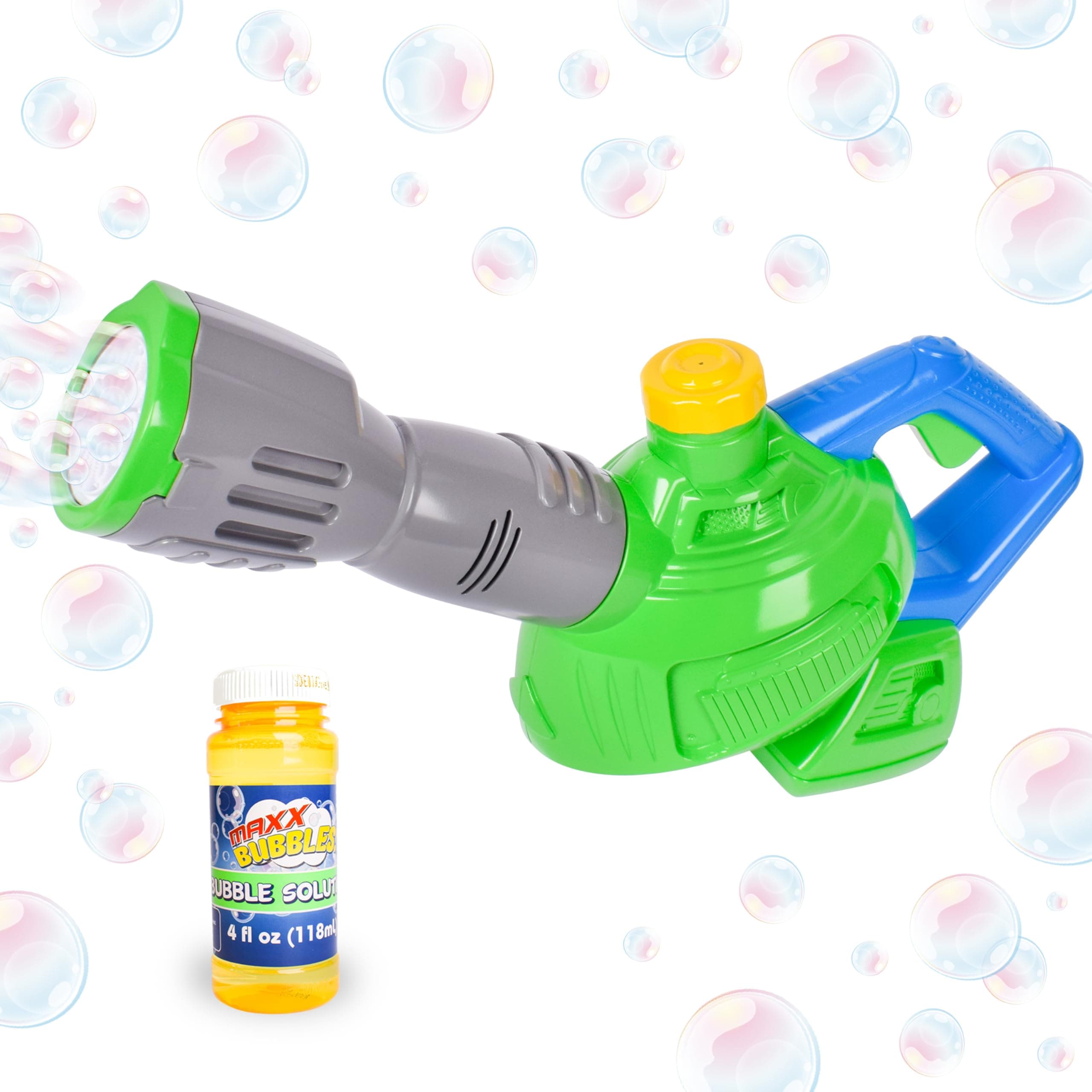 Sunny Days Entertainment Maxx Bubbles Toy Bubble Leaf Blower with Refill Solution – Bubble Toys for Boys and Girls - Outdoor Summer Fun for Kids and Toddlers -