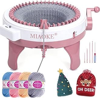 MIAOKE Knitting Machine, 48 Needles King Size Smart Weaving Loom Knitting Round Loom, Smart Knitting Board Rotating Double Knit Loom Machine, DIY Knitting Loom Machines Weaving Loom Kit for Adults