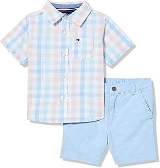 Tommy Hilfiger boys 2-piece Long Sleeve Woven Shirt and Pants Set