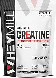 Micronised Creatine Monohydrate | Lab Tested | Rapid Absorption | Fast Recovery | 100Gm, 33 Servings | Unflavoured