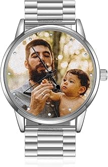 Personalized Photo Watch for Men Custom Engraved Name Picture Watch Stainless Steel Wrist Watch Unique Gift for Dad, Husband