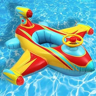 Baby Pool Float Swimming Float Boat with Steering Wheel Horn for Kids Toddlers Age 1-4 Boys Girls Inflatable Ride-ons Summer Pool Swim Ring Beach Supplies