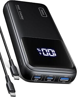 INIU 65W Power Bank, 20000mAh Portable Charger, High Capacity USB C *2 + USB A External Battery Pack, Travel Powerbank for MacBook Pro iPad Steam Deck iPhone 17 16 Samsung S25 etc