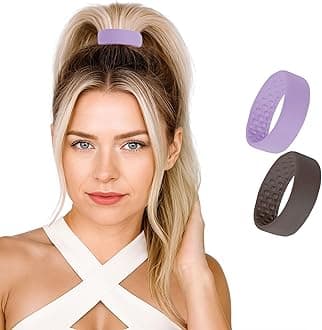 PONY-O for Fine, Medium or Slightly Thick Hair - Original No Damage Volumizing Ponytail Hair Ties - Patented Bendable Design - Hair Accessories - 2 Pack Brown & Lilac- Medium