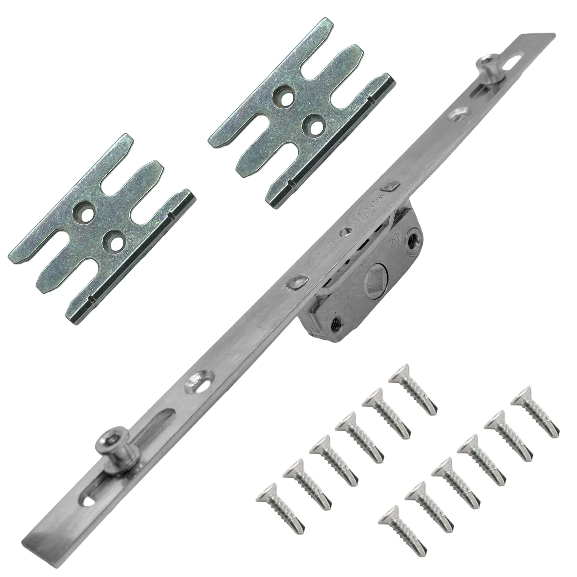 – Universal Window Repair Kit Inline 400mm Espag Espagnolette 20mm Backset 8mm Mushrooms Keeps + Screw Included