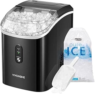 VIVOHOME Countertop Ice Maker 33lbs/Day Chewable Nugget Ice Cube Maker Machine 10 Ice Bags Self Cleaning Ice Cube Maker Black