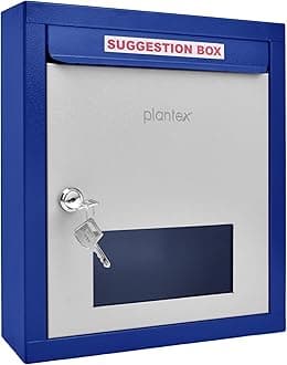 Plantex All in One Multipurpose Letter Box/Suggestion Box for Office/Post Box for Home gate/Donation Box/Complaint Box/with Lock -Wall Mount - (Blue & Ivory)