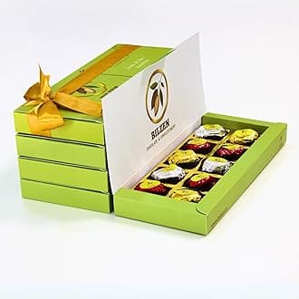 BILZEN Gourmet Assorted (Milk, Dark & White) Chocolates with Dates And Roasted Pistachio Gift Box | No Preservative | No Added Sugar | Healthy Snacks | 10 Piece, Pack of 1