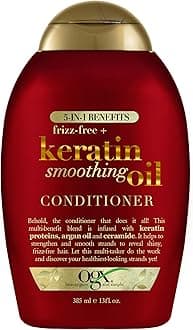 Frizz-Free + Keratin Smoothing Oil Conditioner, 5 in 1, for Frizzy Hair, Shiny Hair, RED, 385 ml