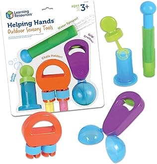 Learning Resources Helping Hands Outdoor Sensory Tools - Sensory Bin Toys, Outside Toddler Activities, Fine Motor Toy, Water and Sand Scoop Toys for Toddlers, Toddler Beach Activity Accessories