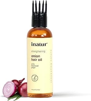 inatur Onion Hair Oil – Strengthens Hair & Reduces Hair Fall | Blackseed, Ginger, Sesame & Manjistha | Silicone-Free, Non-Greasy | Safe for Color-Treated Hair | 100ml