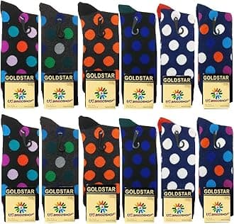 Mens Men Cotton Dress Socks Fun Colorful Fashion Stretchable Classic Comfort Mid Calf Crew Socks 10-13