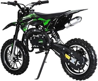 tinysiry 2025 New Upgrade Kids Dirt Bike, 49CC 2-Stroke Gas Power Motocross with Off-Rode Tire & Front Rear Disc Brakes, Off Road Mini Motorcycle, Gas Bike Load 330Lbs Up to 25 Mph Green