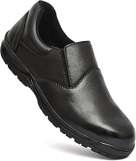 STONIX® Ninja genuine Leather Safety Shoes Men's | Steel Toe with Slip-Resistant Outsole | Lightweight & Durable | Waterproof Construction and industrial Work, (SIZE-07, BLACK)